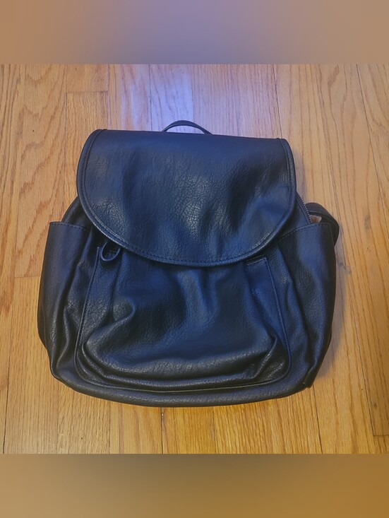 Joy Susan Blaire roomy Backpack Purse  Pocket Vegan Leather Bag Black Travel